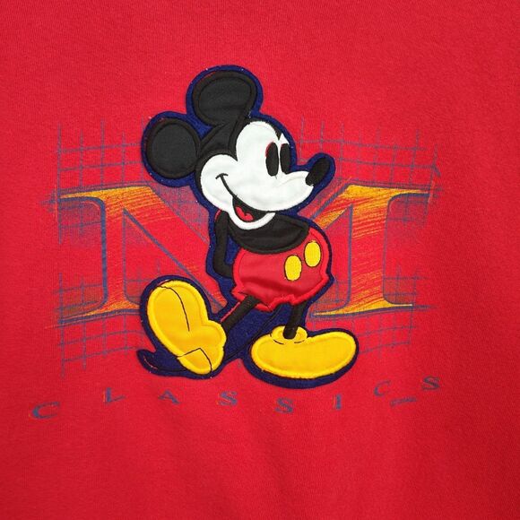VTG Genus Mickey Mouse Sweatshirt Women's XL Red Embroidered Graphic Print - Picture 3 of 8